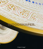 White & Golden Enamel Lacquer Art Hand-made Coffee Table | CT- 05 |